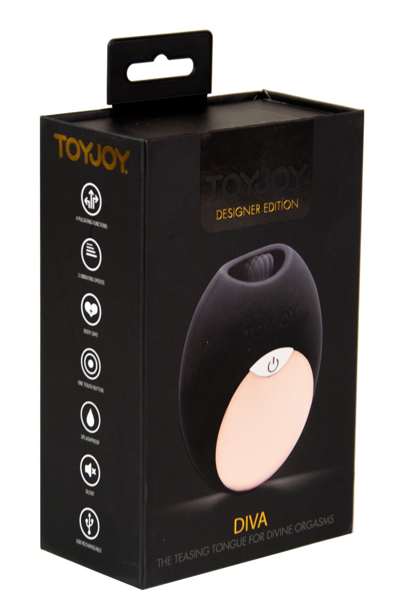 Packaging du stimulateur clitoridien Diva Mini Tongue de la marque Toy joy