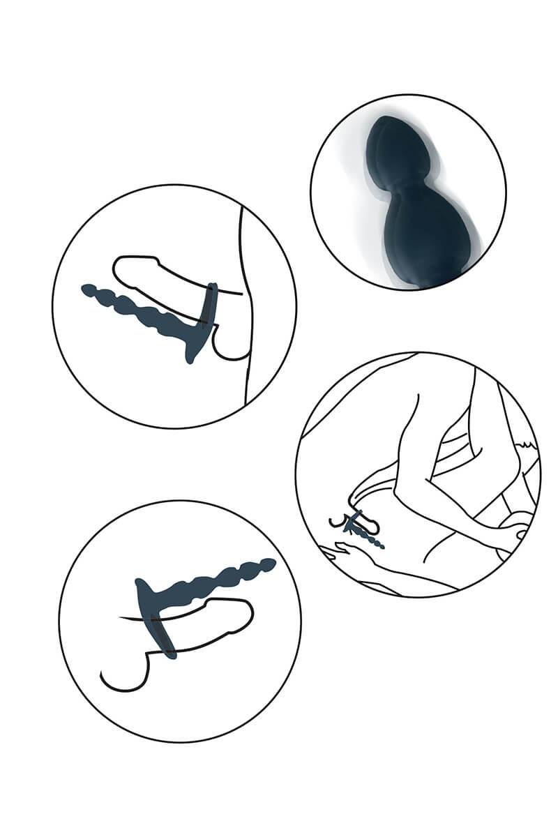 Illustration de l'anneau et vibromasseur pour double pénétration Elixer de la marque Toy joy