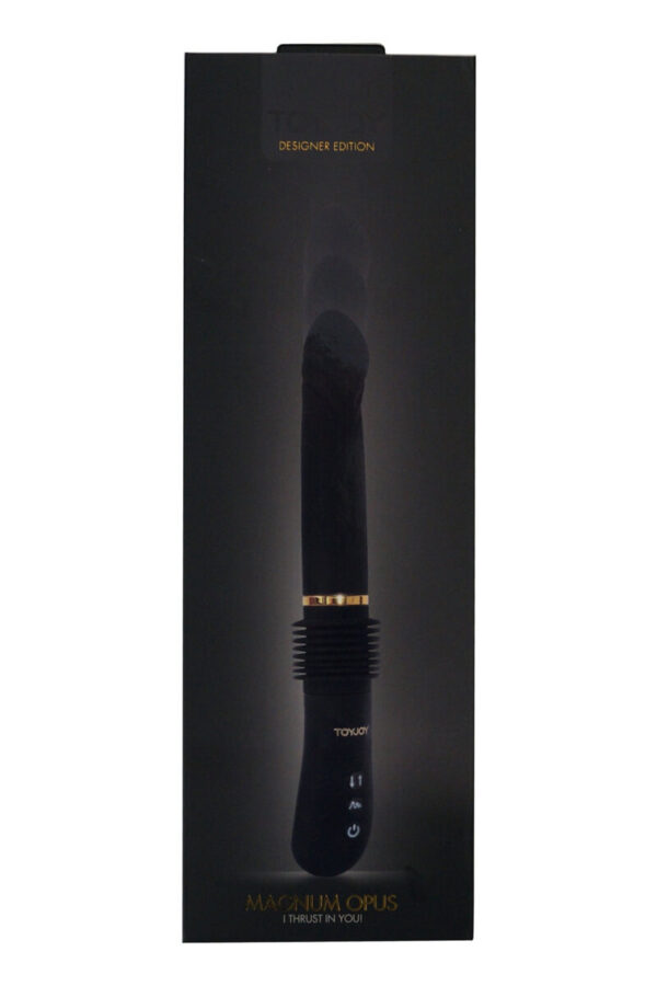 Packaging du vibromasseur va-et-vient Magnum Opus de la marque Toy joy