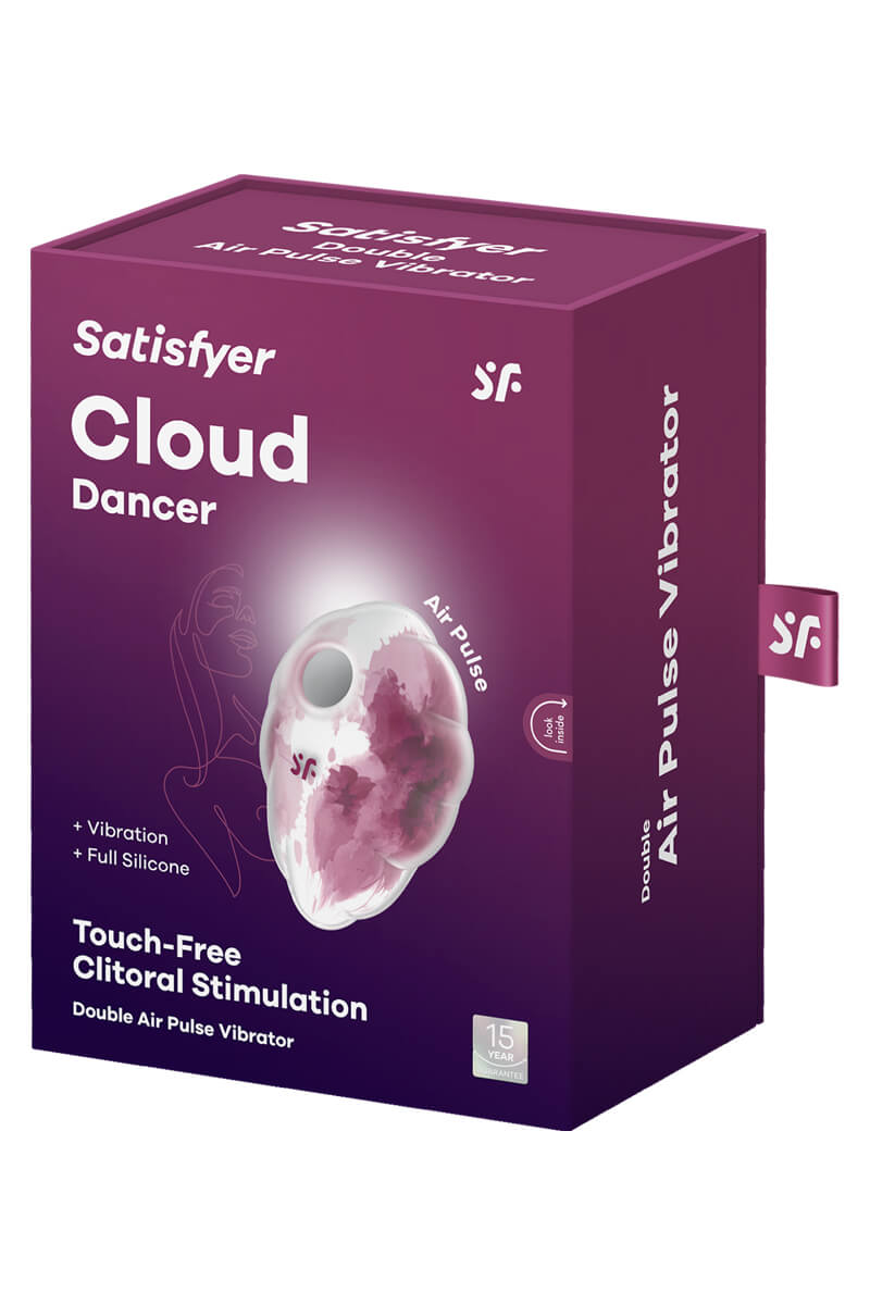 Packaging du stimulateur sans contact et vibrant Cloud Dancer de la marque Satisfyer